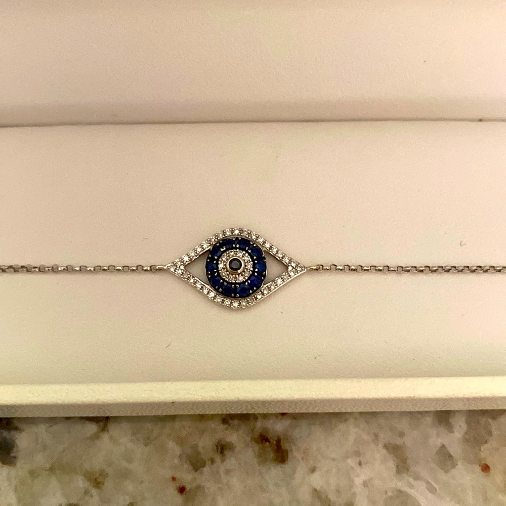 Sapphire diamond bracelet evil eye